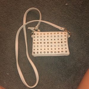 Crossbody white studded purse